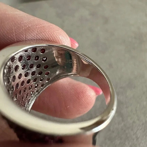 Pave Rhodolite Garnet 3/4" Wide Band Ring - Picture 9 of 13